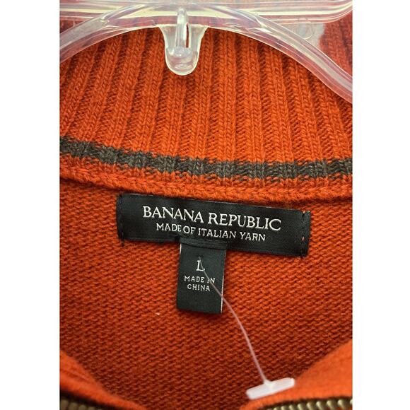 Banana Republic Italian Merino Wool Quarter-Zip Sweater Preppy Large Men's - Picture 7 of 7